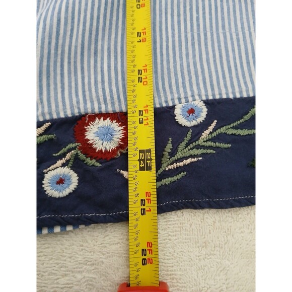 Chicos Women Boho Patchwork Embroidered Tunic Top Size 2 (M) Blue Long Sleeve - Picture 10 of 15